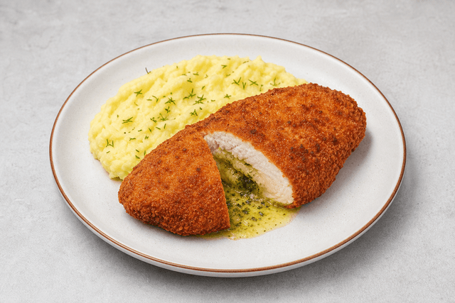 Photorealistic Chicken Kyiv menu-main p04 food image by VDAMO