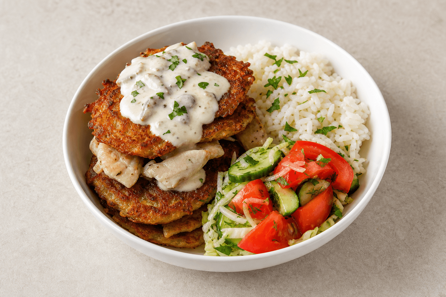 Photorealistic UA Potato pancake stack eastern-european menu-main p04 food image by VDAMO