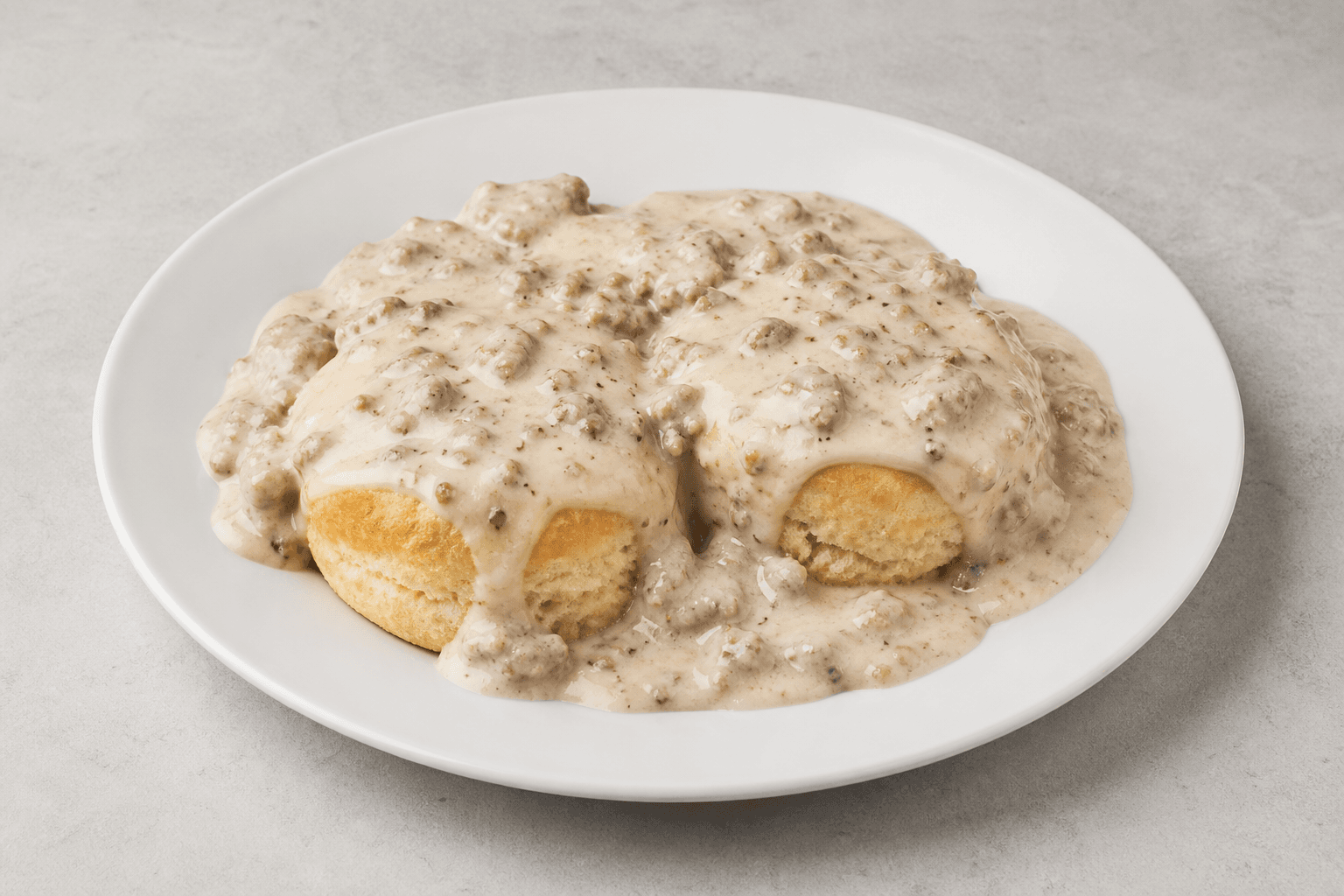 Photorealistic Biscuits and gravy menu-main p05 food image by VDAMO