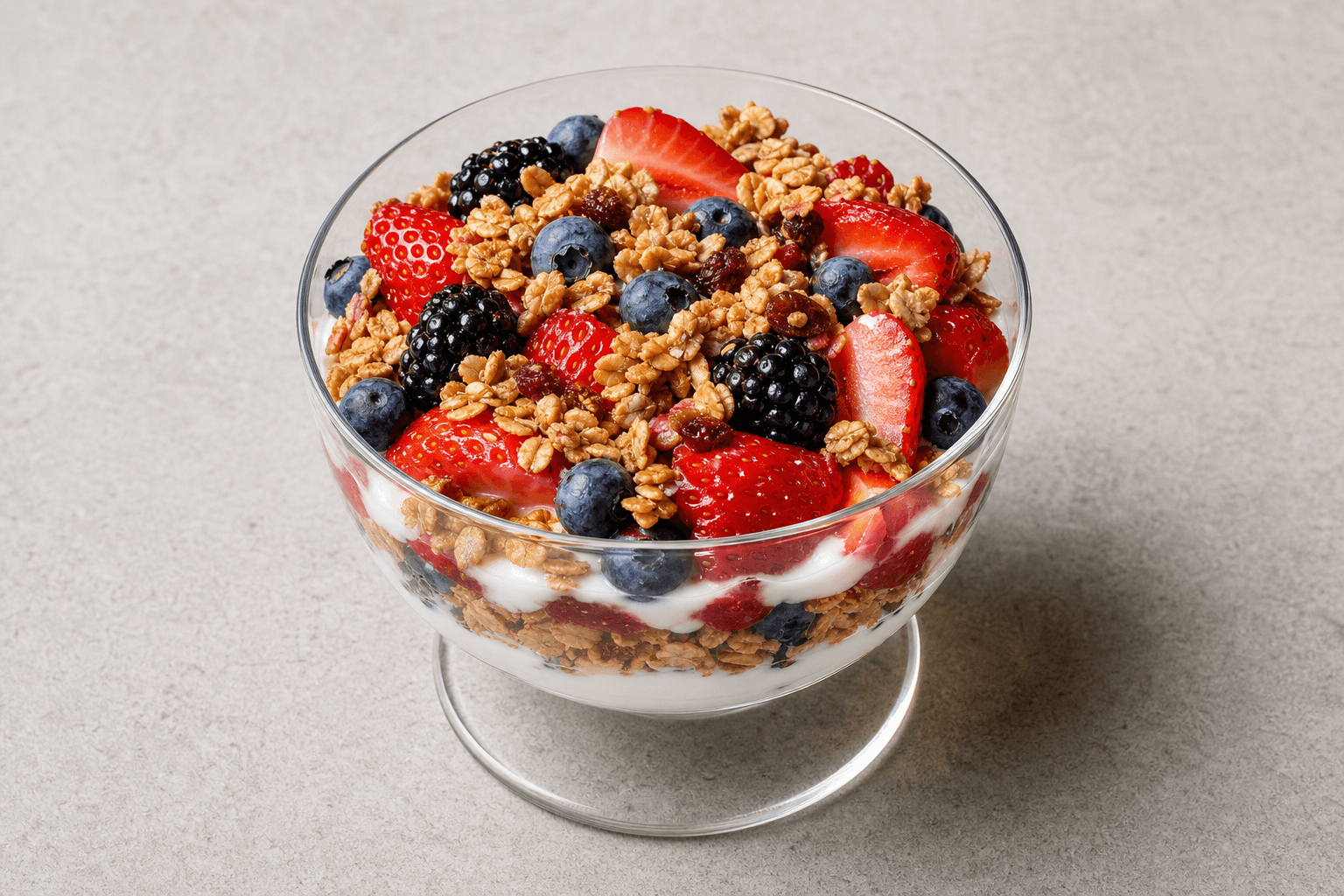 Photorealistic Granola parfait style 012 P02 food image by VDAMO