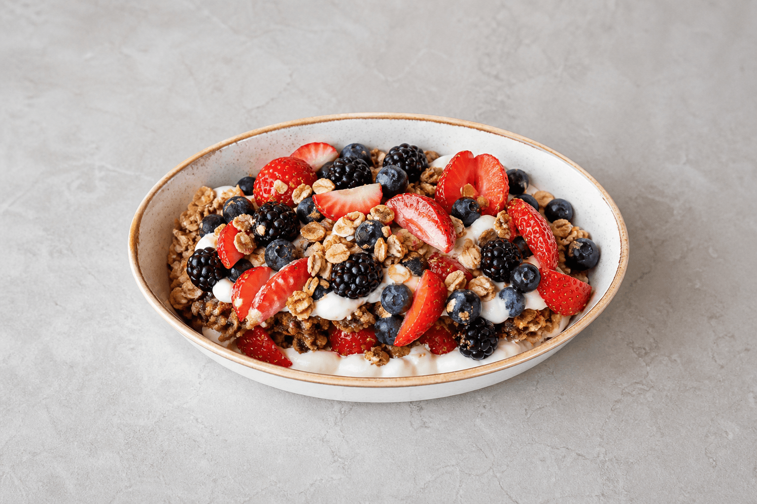 Photorealistic Granola parfait style 012 P03 food image by VDAMO
