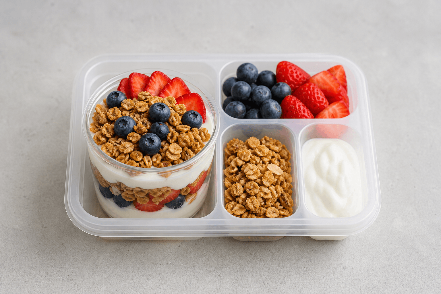 Photorealistic Granola parfait style 084 P08 food image by VDAMO