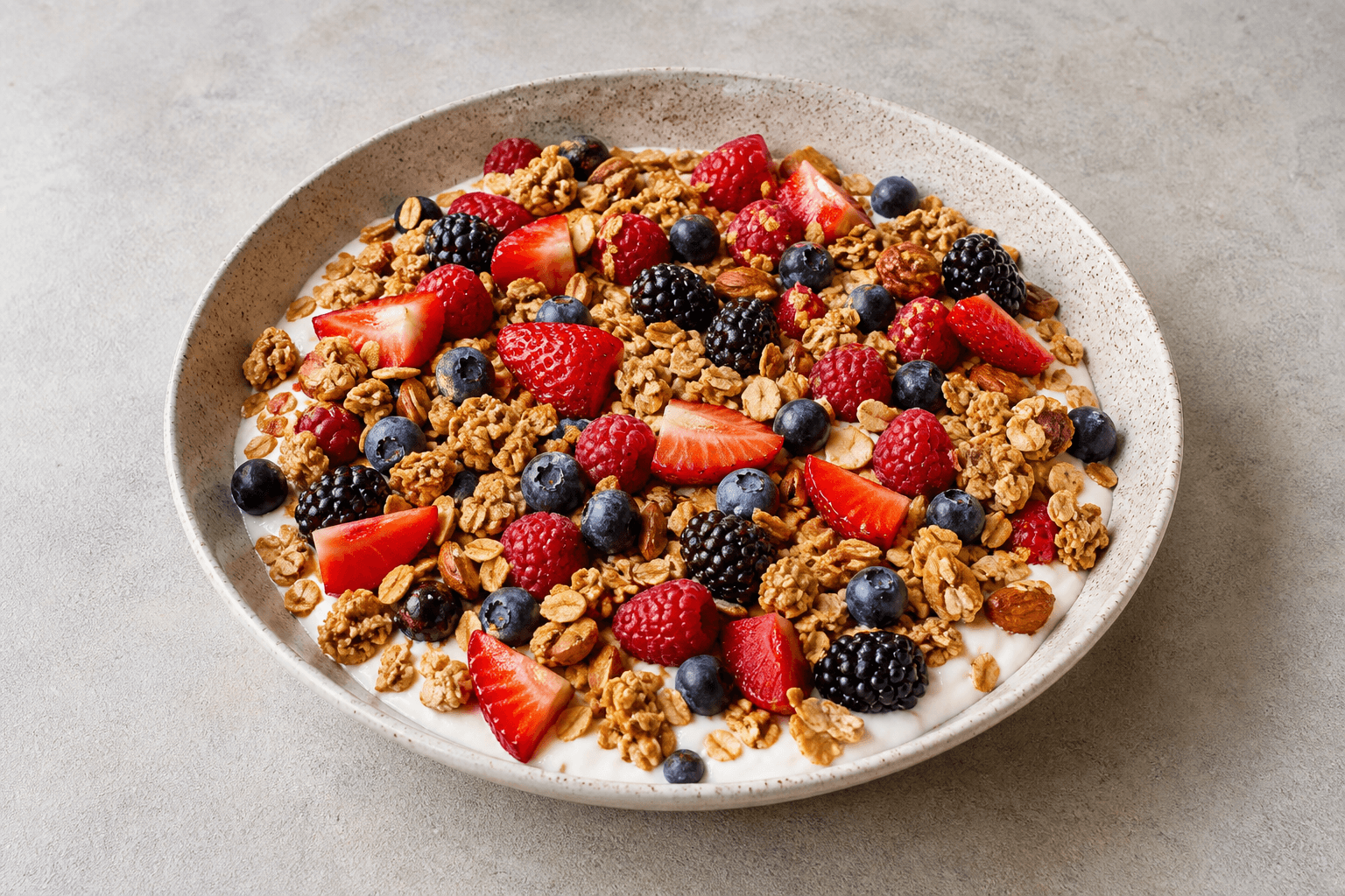 Photorealistic Granola parfait style 084 P10 food image by VDAMO