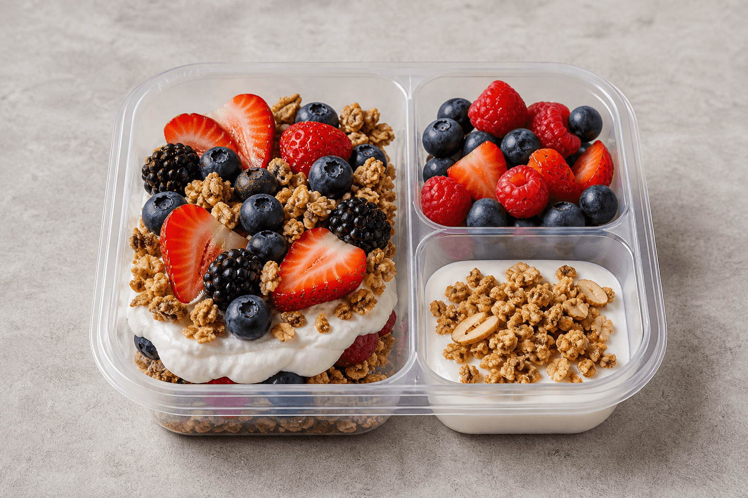 Photorealistic Granola parfait style 096 P08 food image by VDAMO