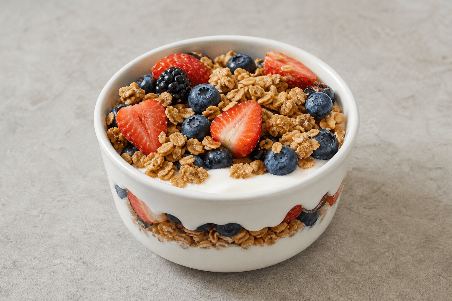 Photorealistic Granola parfait style 096 P09 food image by VDAMO