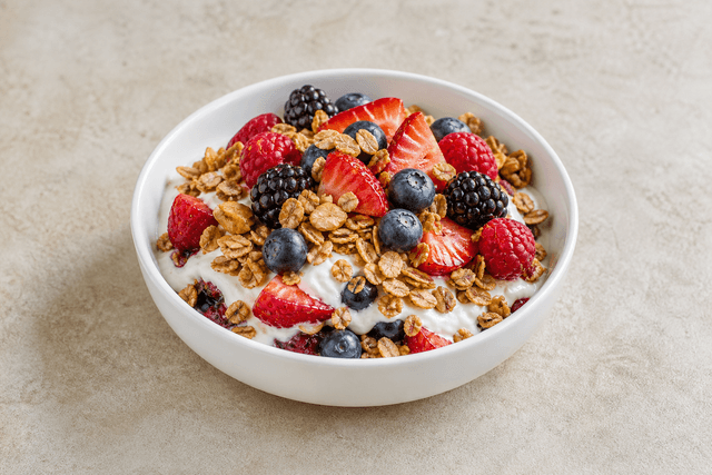 Photorealistic Granola parfait style 132 P01 food image by VDAMO
