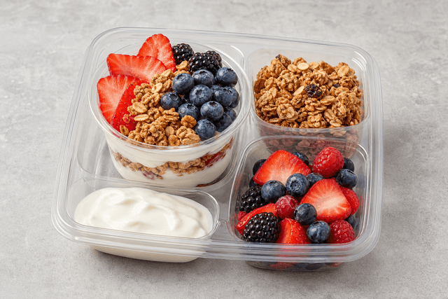 Photorealistic Granola parfait style 132 P08 food image by VDAMO