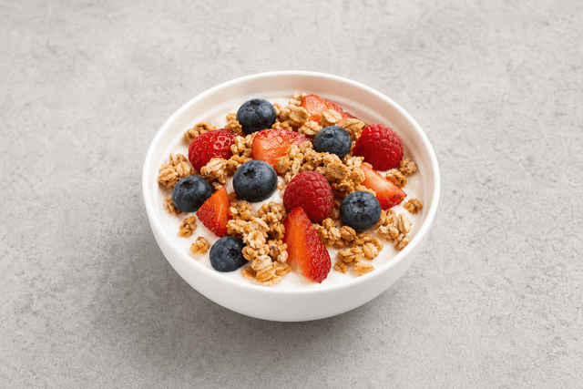 Photorealistic Granola parfait style 132 P09 food image by VDAMO