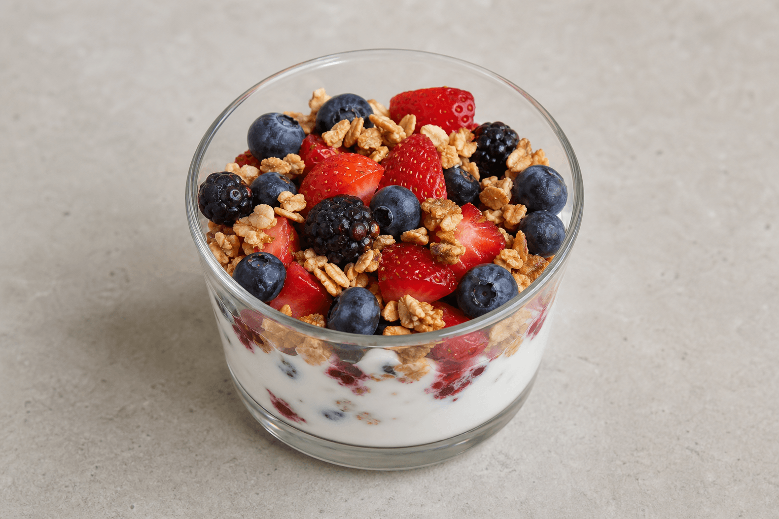 Photorealistic Granola parfait style 144 P09 food image by VDAMO