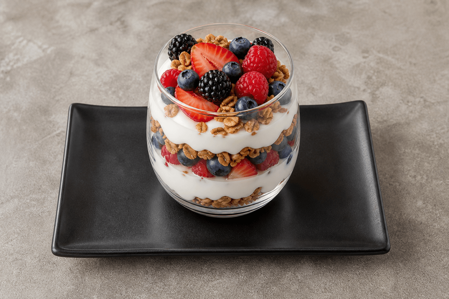 Photorealistic Granola parfait style 156 P02 food image by VDAMO