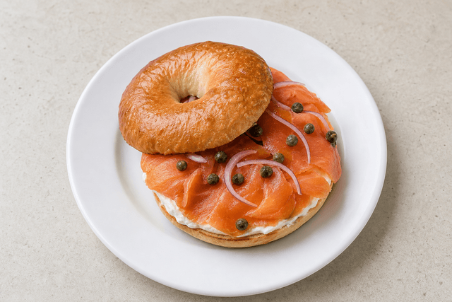 Gambar makanan Smoked salmon bagel menu-main p01 oleh VDAMO
