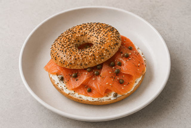 Gambar makanan Smoked salmon bagel menu-main p04 oleh VDAMO