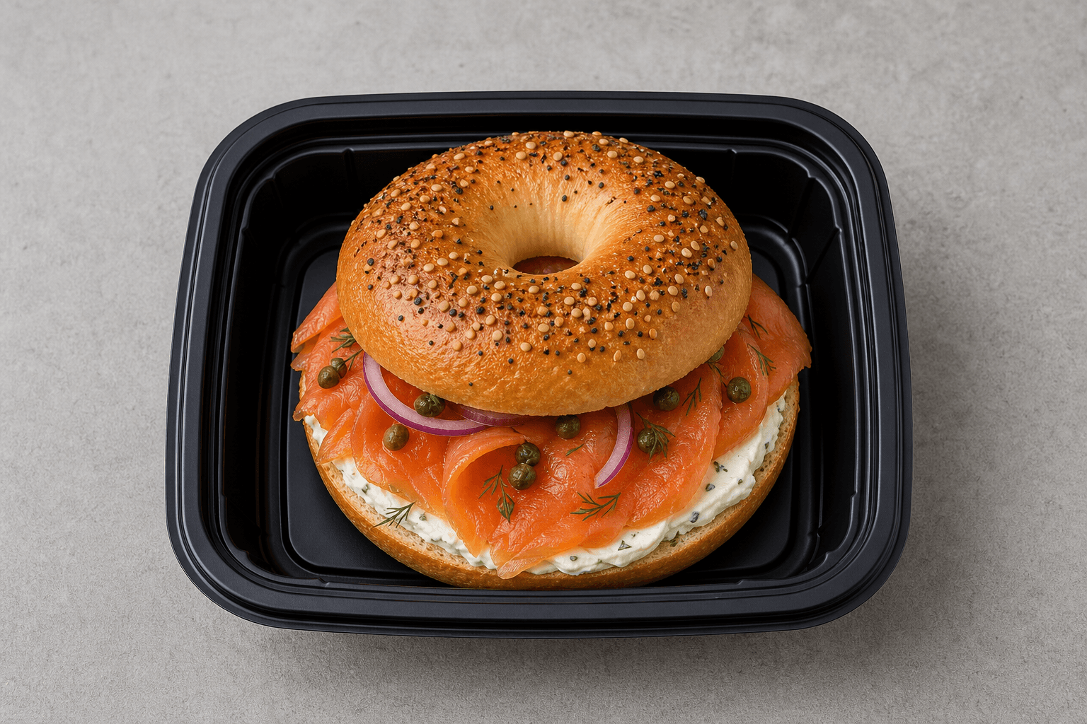 Photorealistic Smoked salmon bagel P06 food image by VDAMO