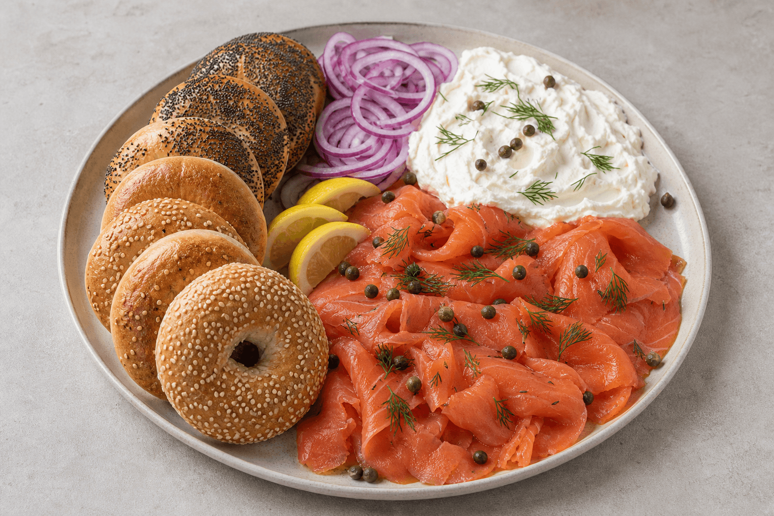 Photorealistic Smoked salmon bagel P10 food image by VDAMO