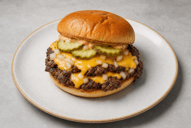 Photorealistic Smash burger menu-main p03 food image by VDAMO