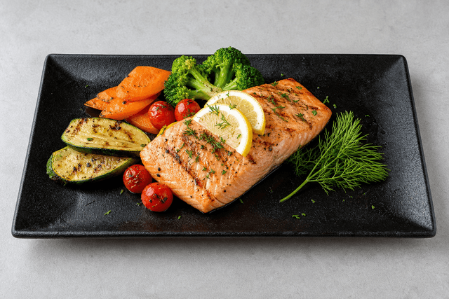 Photorealistic Grilled salmon menu-main p02 food image by VDAMO