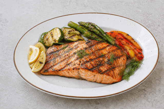 Photorealistic Grilled salmon menu-main p03 food image by VDAMO