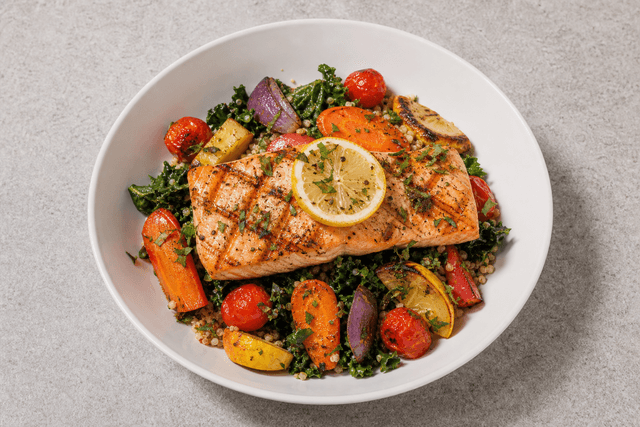 Photorealistic Grilled salmon menu-main p04 food image by VDAMO