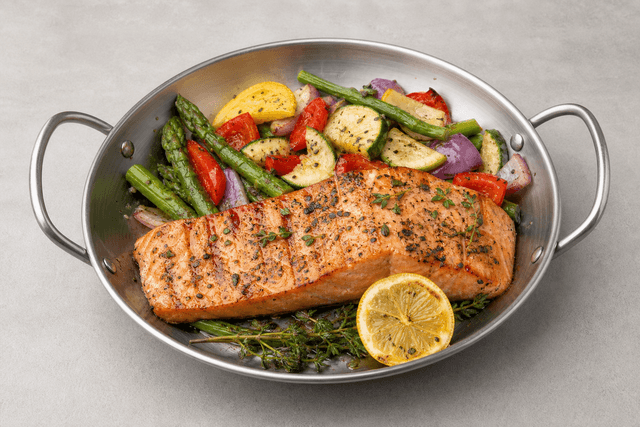 Photorealistic Grilled salmon menu-main p05 food image by VDAMO