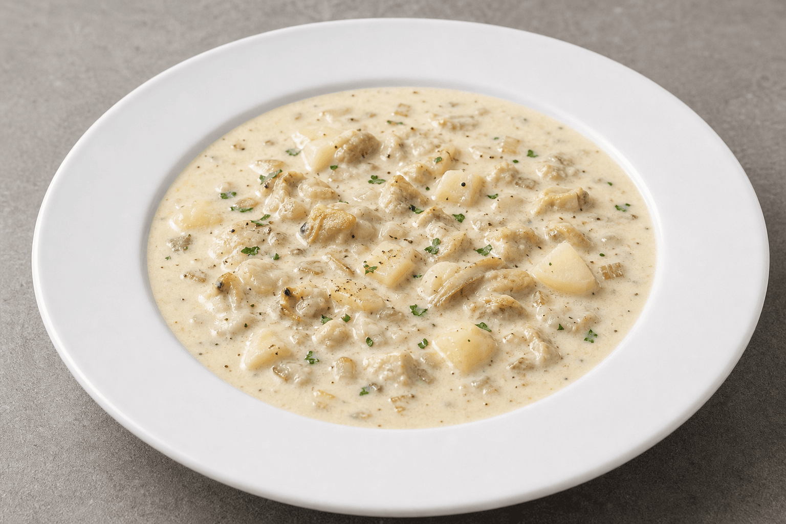 Photorealistic Clam chowder menu-main food image by VDAMO