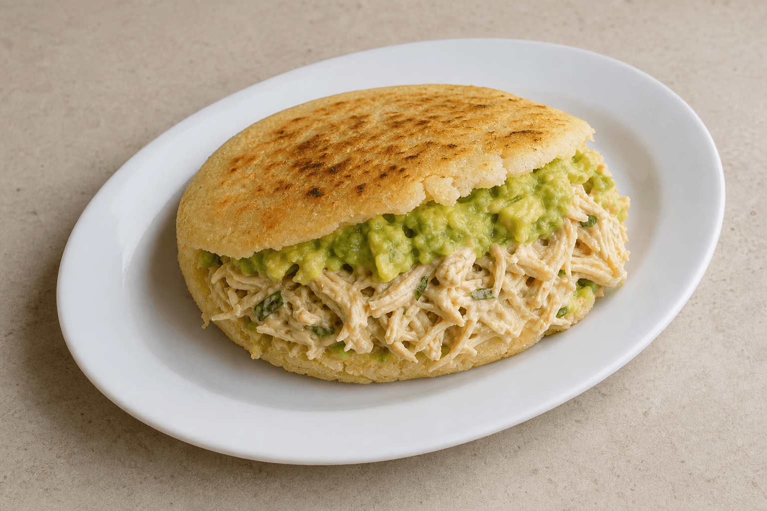 Photorealistic Arepa reina pepiada P03 food image by VDAMO