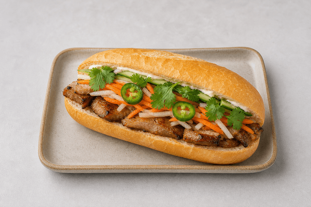 Photorealistic Vietnamese pork banh mi menu-main p03 food image by VDAMO
