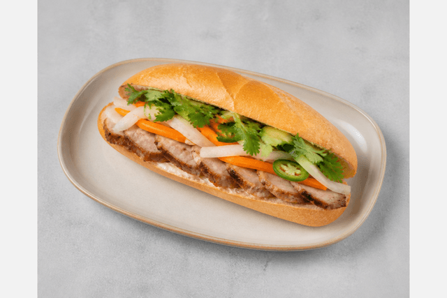 Photorealistic Vietnamese pork banh mi menu-main p08 food image by VDAMO