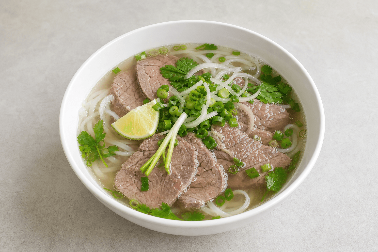 Photorealistic Vietnamese beef pho menu-main p01 food image by VDAMO