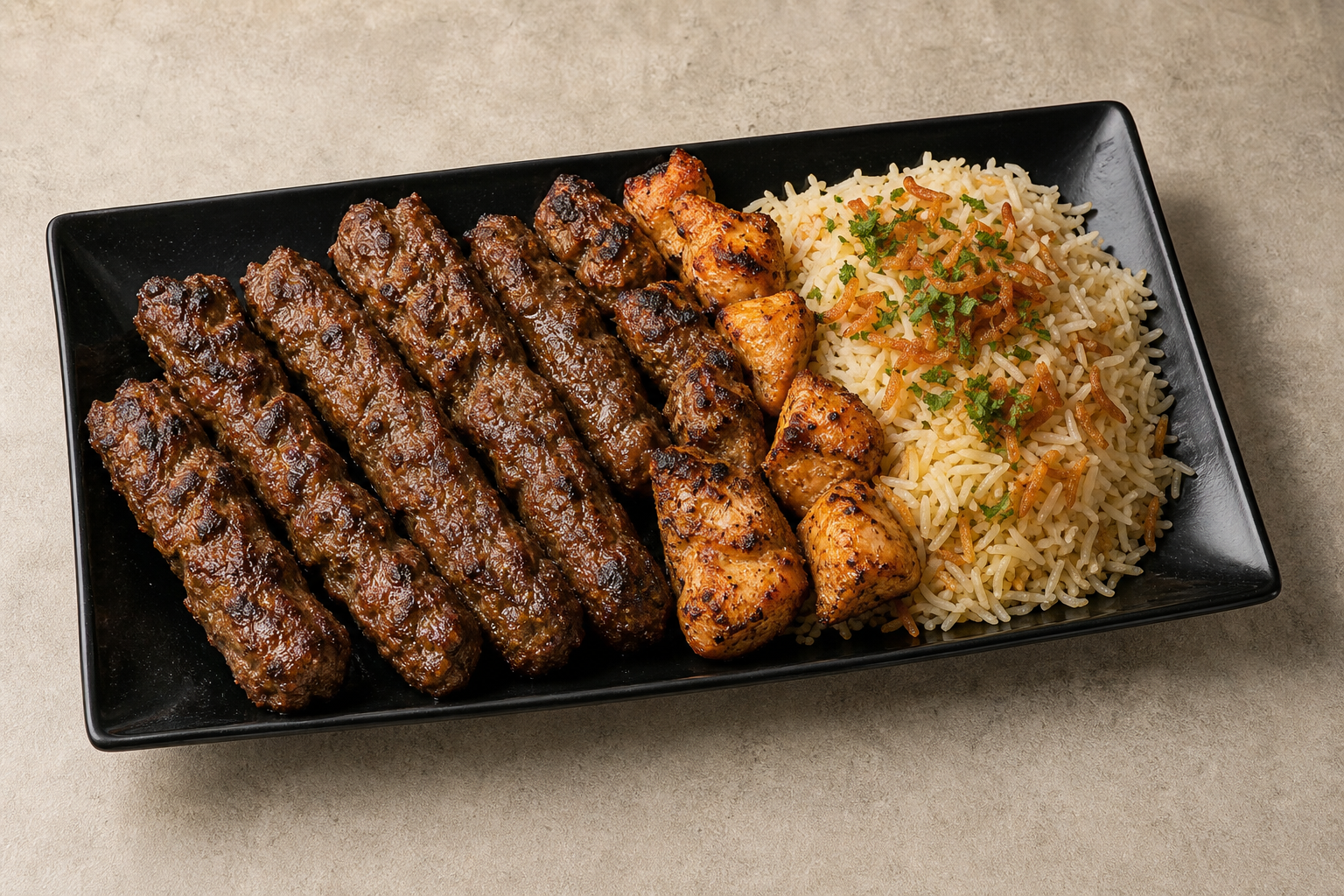AE Smoky beef kebab plate barbecue P02 — United Arab Emirates dish