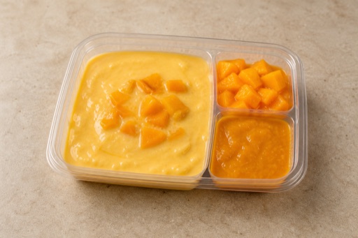 Photorealistic AE Mango pudding cup dessert P08 food image by VDAMO