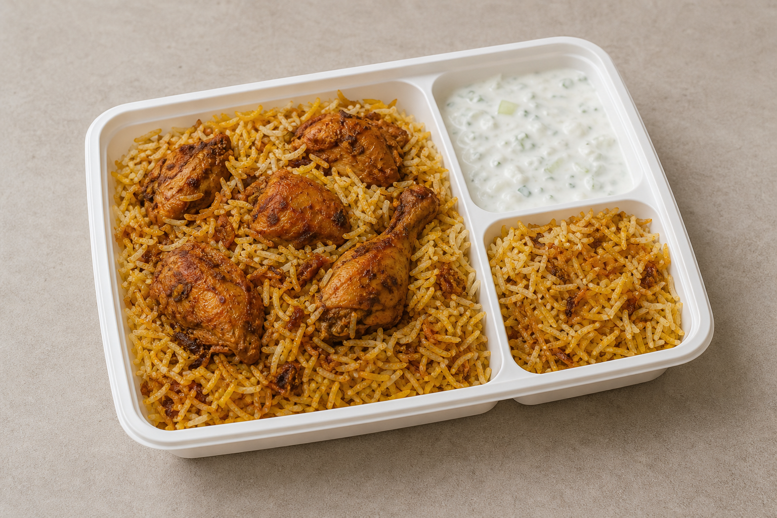 Photorealistic Chicken biryani box P08 food image by VDAMO