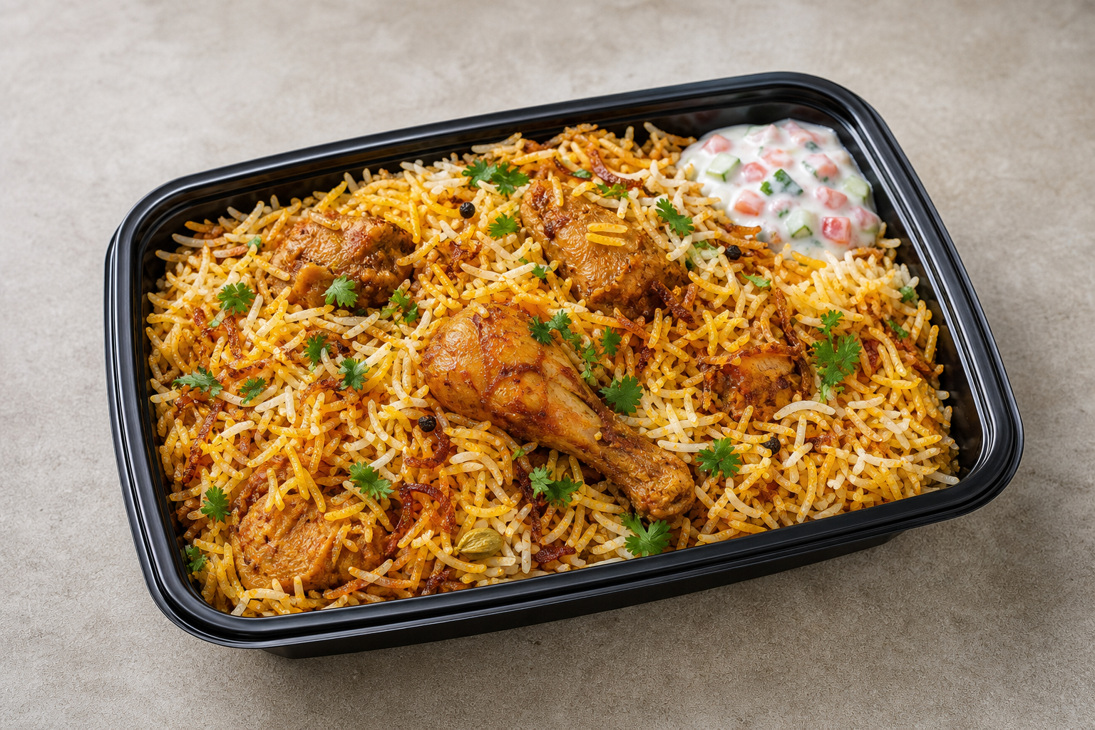 Photorealistic Chicken biryani box P06 food image by VDAMO