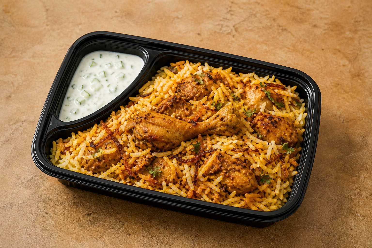 Photorealistic Chicken biryani box P08 food image by VDAMO