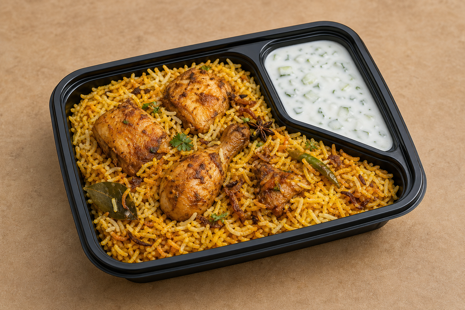 Photorealistic Chicken biryani box P08 food image by VDAMO