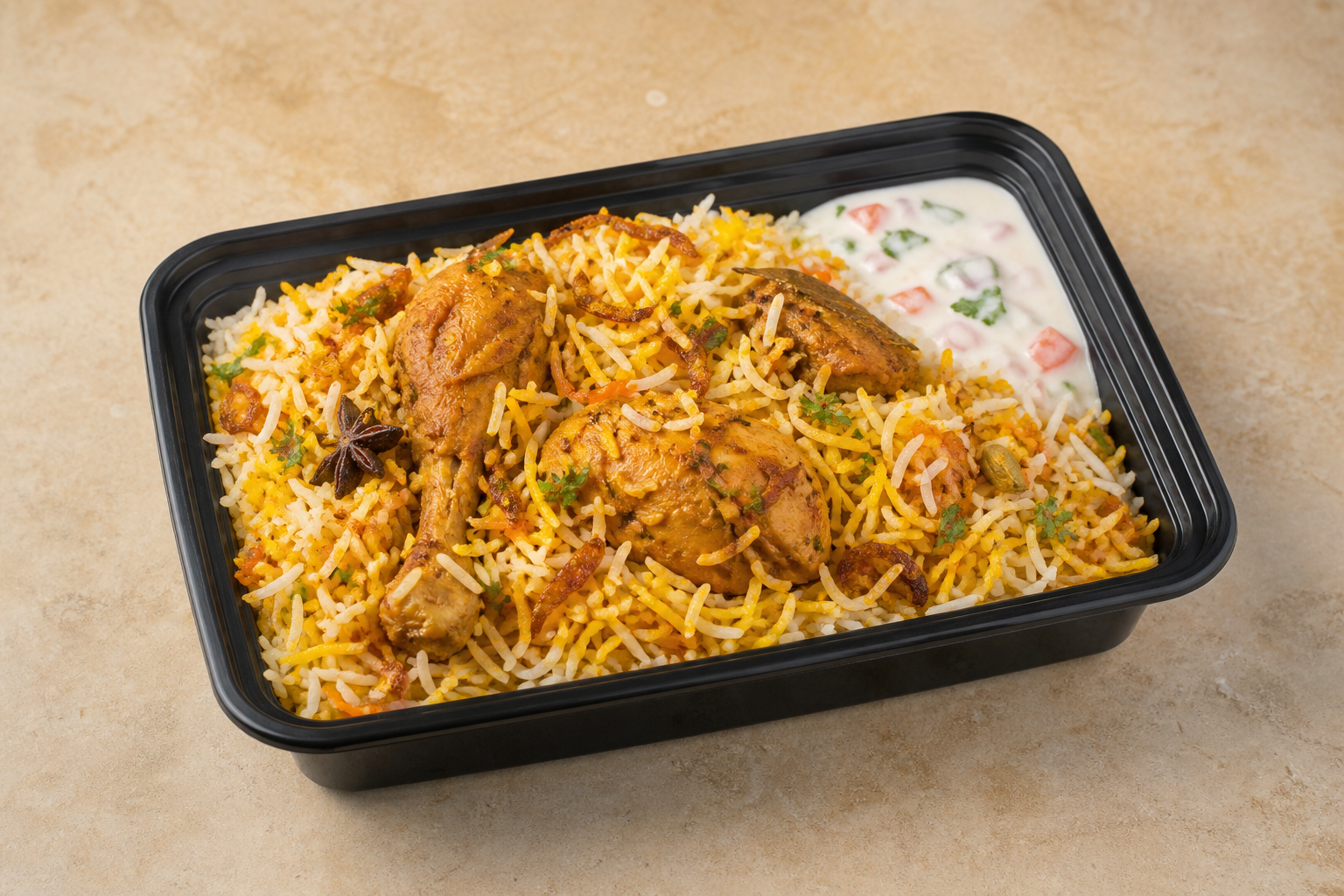 Photorealistic Chicken biryani box P06 food image by VDAMO