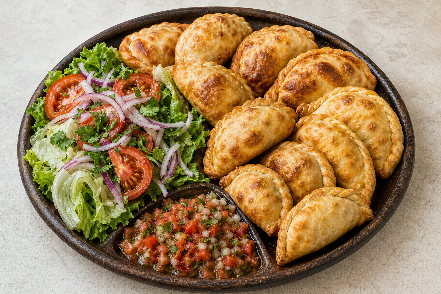 Photorealistic Latin empanada combo P10 food image by VDAMO