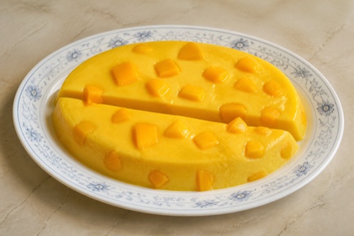 Photorealistic AT Mango pudding cup dessert P03 food image by VDAMO