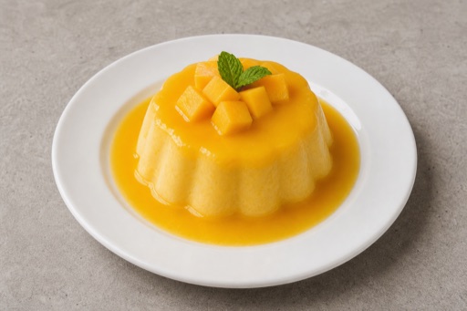 Photorealistic AT Mango pudding cup dessert P09 food image by VDAMO