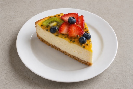 AU Fruit cheesecake slice dessert menu photo, Australia menu images by VDAMO
