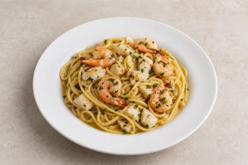 Photorealistic AU Seafood pasta bowl seafood P01 food image by VDAMO