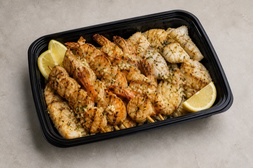 AU Shrimp skewer plate seafood P06 — Australia dish