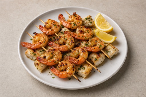 AU Shrimp skewer plate seafood P09 — Australia dish
