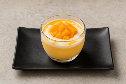 Photorealistic BE Mango pudding cup dessert P02 food image by VDAMO