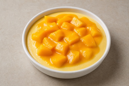 Photorealistic BE Mango pudding cup dessert P04 food image by VDAMO