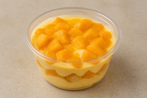 Photorealistic BE Mango pudding cup dessert P07 food image by VDAMO