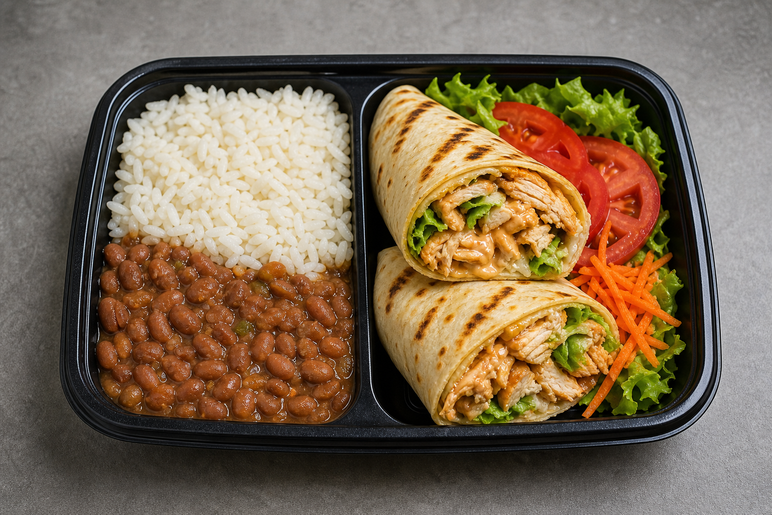 Photorealistic BR Chicken wrap combo quick-service P06 food image by VDAMO