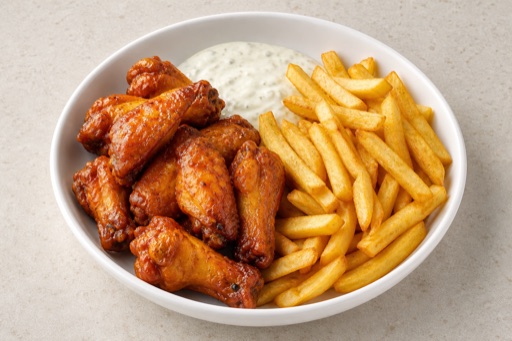 Photorealistic Canadian wings combo P04 food image by VDAMO