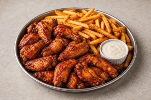 Photorealistic Canadian wings combo P10 food image by VDAMO