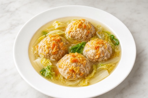 Photorealistic Braised lion head with crab roe P01 food image by VDAMO