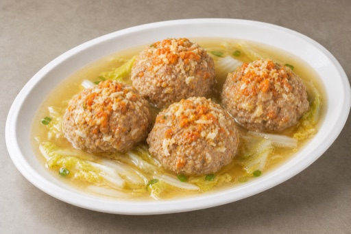 Photorealistic Braised lion head with crab roe P03 food image by VDAMO